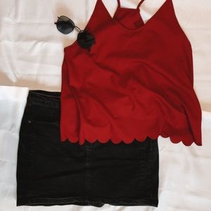 Cotton On black denim skirt